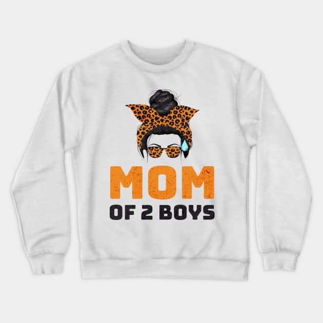 MOM OF 2 BOYS - Leopard Bandana Mom Graphic Crewneck Sweatshirt by Nexa Tee Designs